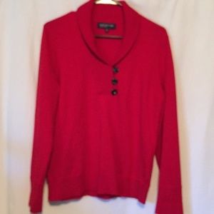Jones New York Red V-Neck Sweater